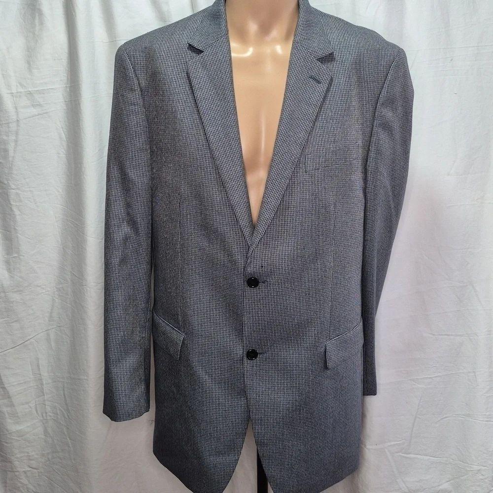 Izod MACY'S Men's Blue Houndstooth Blazer Sz 42L Excellent Condition